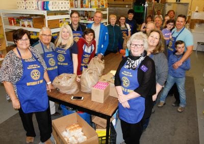 Helping with the Easter Hampers at the food bank.