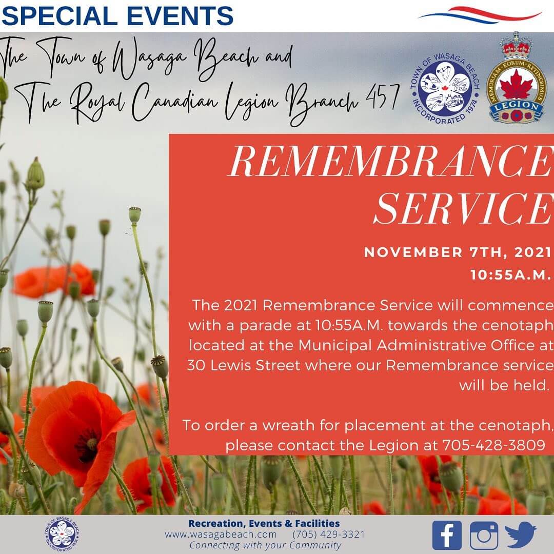 Wasaga Beach Remembrance Service on November 7th 2021