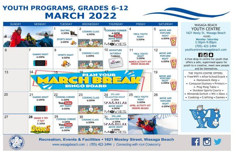 March 2022 Youth Programs Grade 6 to 12