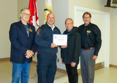 The Rotary Club of Wasaga Beach Paul Harris Award Winner Craig Williams, Deputy Fire Chief