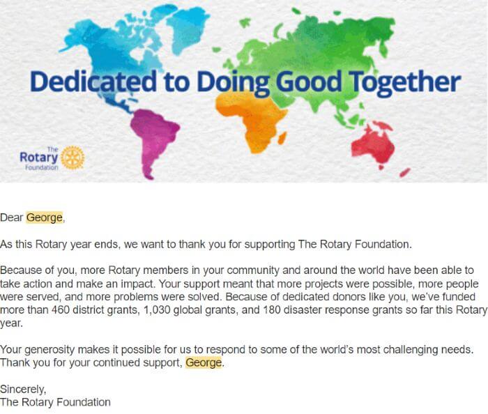 Rotary Foundation International Dedicated To Doing Good Together