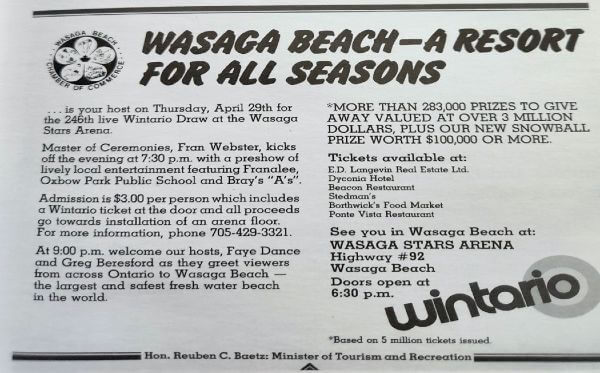 Wintario Event Annoucement in 1982