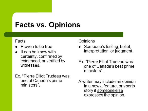 Facts versus Opinion Points